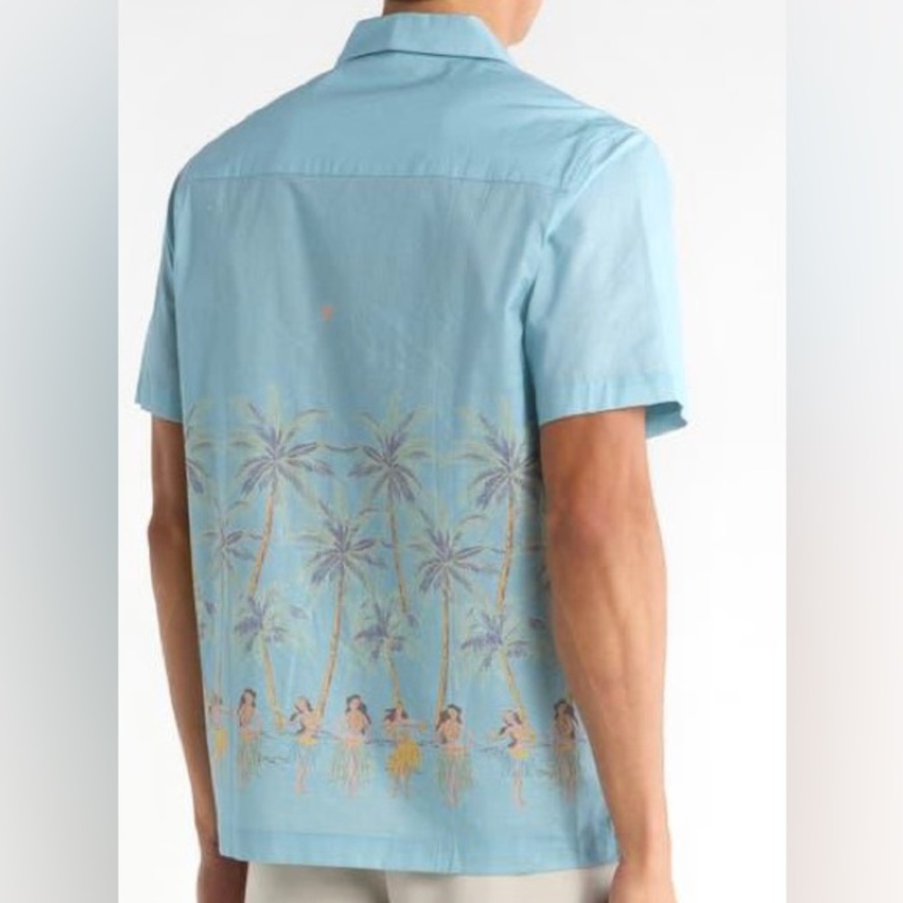 Travis Mathew Windy Bay Short Sleeve Button-Up Shirt ✨ Dusty Blue Size Large